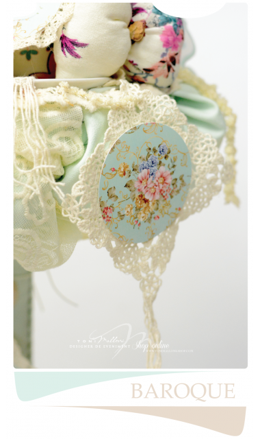 Lumanare de botez pentru fetite cu dantela vintage, 65x4 cm, Baroque 3